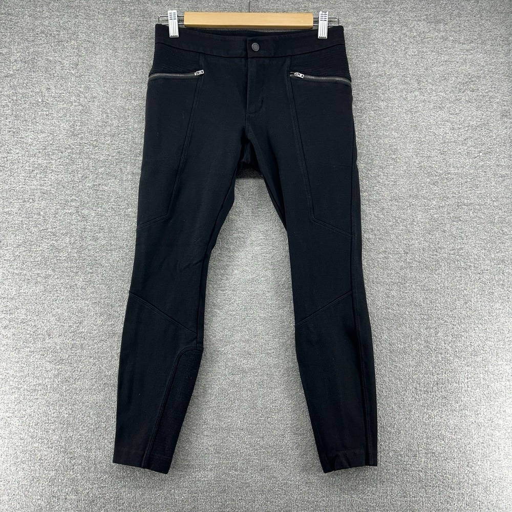 Athleta Ponte Moto Twill Pants Women Size 2P Black Casual Zipper Pockets S 77298
